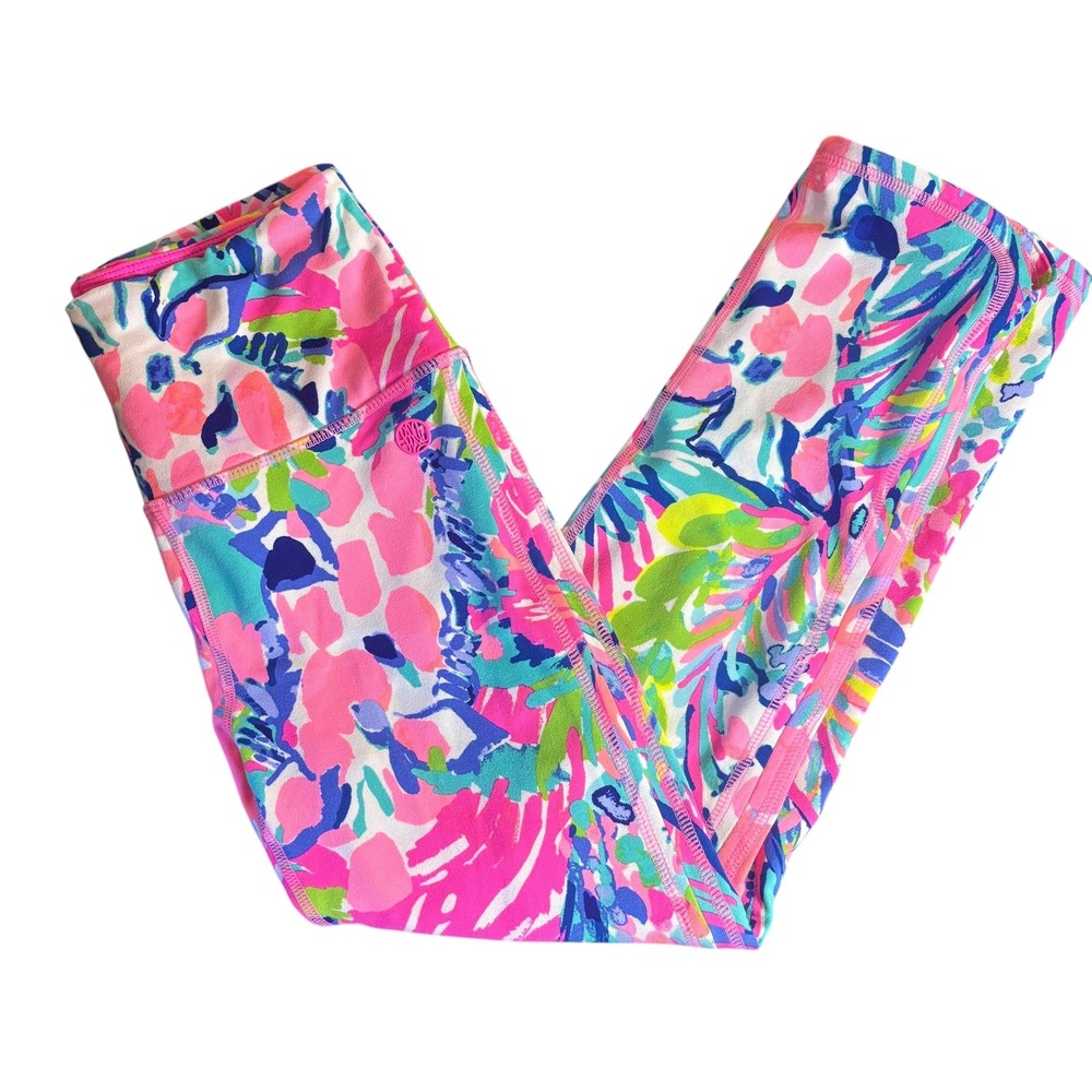 Lilly Pulitzer Luxletic Gumbo Limbo Capri Leggings Colorful Giraffe Print